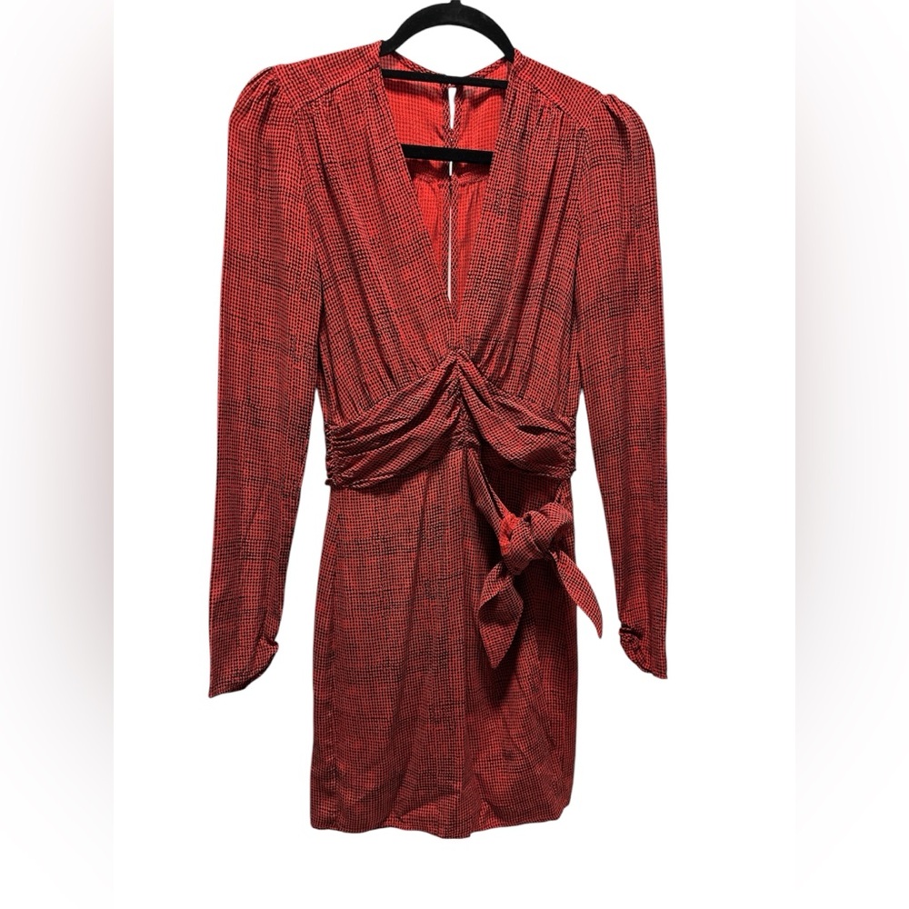 Ellejay "Taylor" Red Houndstooth Wrap Dress Size XS